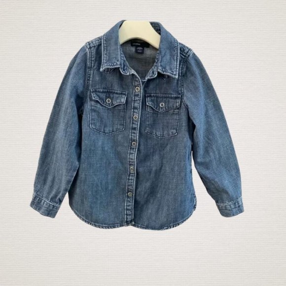 Baby Gap Blue Chambray Western Snap-Front Long Sleeves Shirt Size 4 - Picture 1 of 10